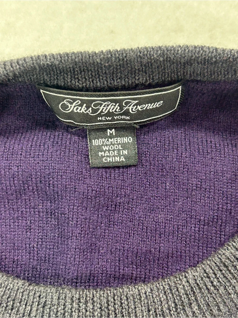 Saks Fifth Avenue Men’s Merino Wool Striped Crewneck Sweater M